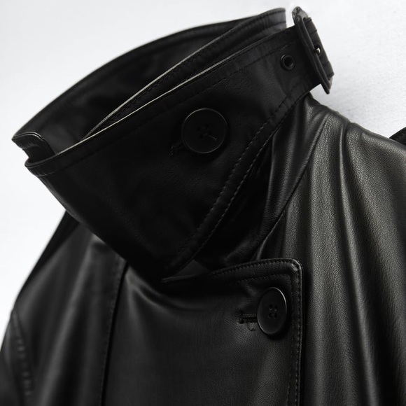 ZARA BELTED FAUX LEATHER TRENCH - Picture 7 of 8